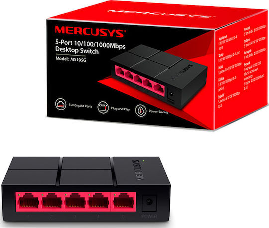 Mercusys Unmanaged L2 Switch with 5 Gigabit (1Gbps) Ethernet Ports