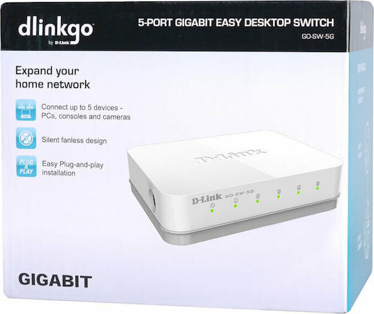 D-Link GO-SW-5G Unverwaltet L2 Switch mit 5 Ports Gigabit (1Gbps) Ethernet