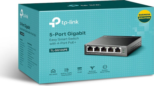 TP-LINK TL-SG105PE v1 Managed L2 PoE+ Switch with 5 Gigabit (1Gbps) Ethernet Ports
