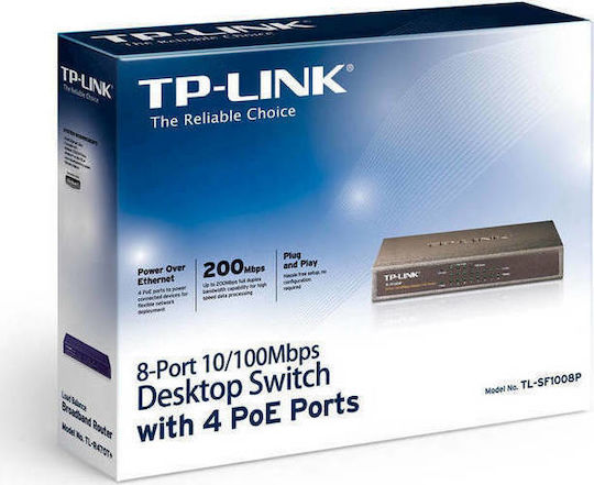 TP-LINK TL-SF1008P v4 Unmanaged L2 PoE Switch με 8 Θύρες Ethernet