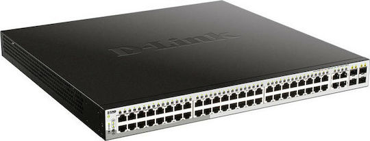 D-Link DGS-1210-52MP v2 Gestionat L2 PoE+ Switch cu 48 Porturi Gigabit (1Gbps) Ethernet și 4 Porturi SFP