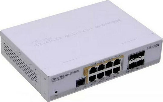 MikroTik CRS112-8P-4S-IN Unmanaged L2 PoE+ Switch with 8 Gigabit (1Gbps) Ethernet Ports and 4 SFP Ports