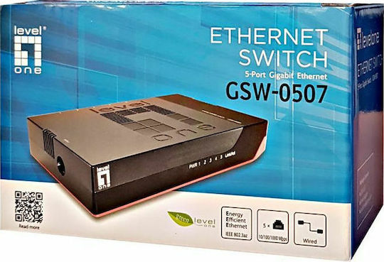 Level One GSW-0507 Unmanaged L2 Switch με 5 Θύρες Gigabit (1Gbps) Ethernet