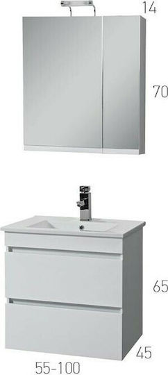 Mabo Katarina Countertop with Sink & Mirror Matte Lacquer L60xW45xH65cm White