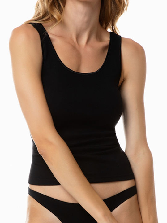 Women's Sleeveless Cotton T-Shirt Black 2Pack