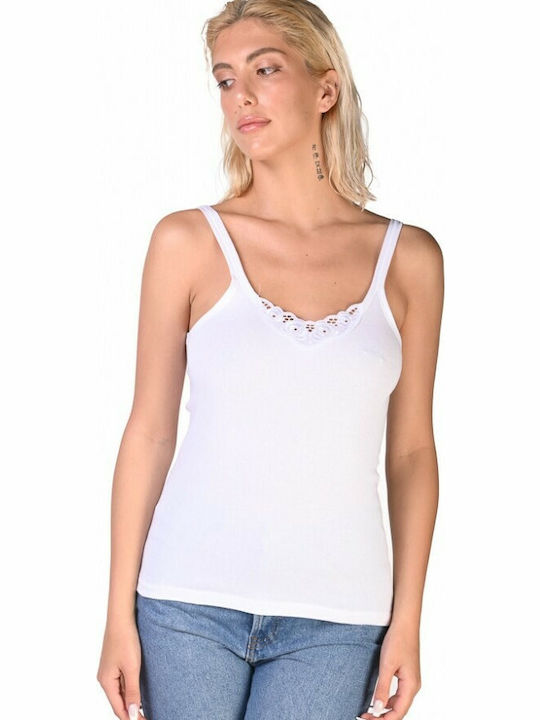 Women's Cotton T-Shirt with Spaghetti Strap White 2Pack