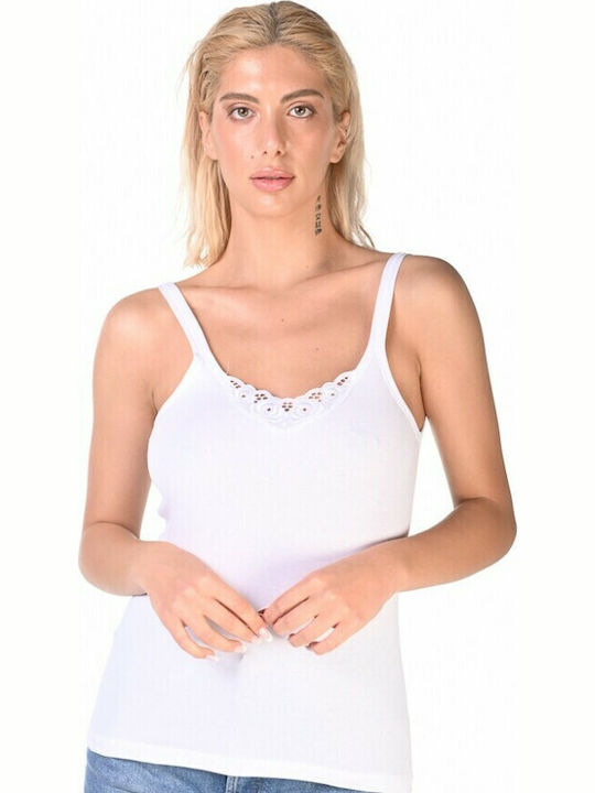 Women's Cotton T-Shirt with Spaghetti Strap White 2Pack