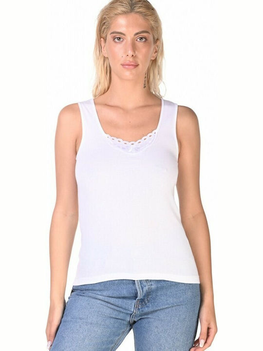 Women's Sleeveless Cotton T-Shirt White 2Pack
