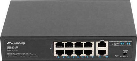 Lanberg RSFE-8P-2GE-120 Unmanaged L2 PoE+ Switch με 8 Θύρες Gigabit (1Gbps) Ethernet
