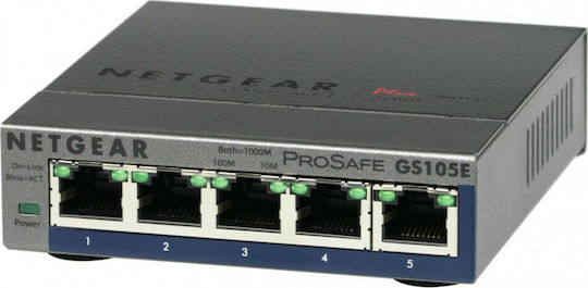 NetGear GS105E v2 Unmanaged L2 Switch με 5 Θύρες Gigabit (1Gbps) Ethernet