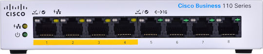 Cisco CBS110-8PP-D Неуправляем Превключвател L2 PoE с 8 Порта Gigabit (1Gbps) Ethernet