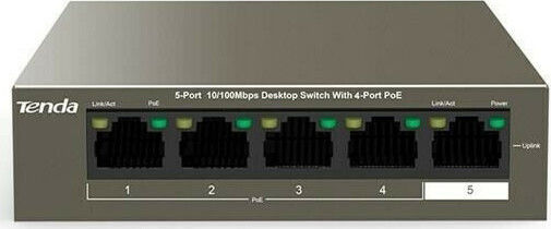 Tenda TEF1105PTEF1105P-4-38W Unmanaged L2 PoE+ Switch με 5 Θύρες Ethernet