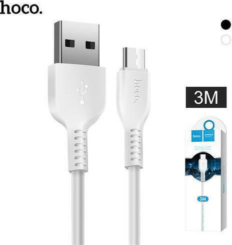 Hoco Regular USB 2.0 to micro USB Cable Λευκό 3m (X20 Flash)