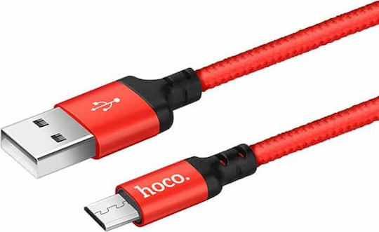 Hoco X14 High Speed 2m Braided USB 2.0 to micro USB Cable Red (HOC-X14m-BKR2)