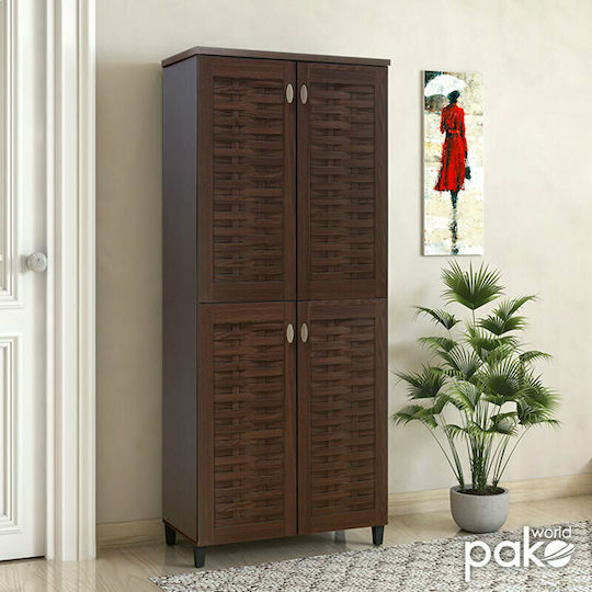 Mantam Wooden Shoe Organizer with 8 Shelves Brown 78x40x170.5cm