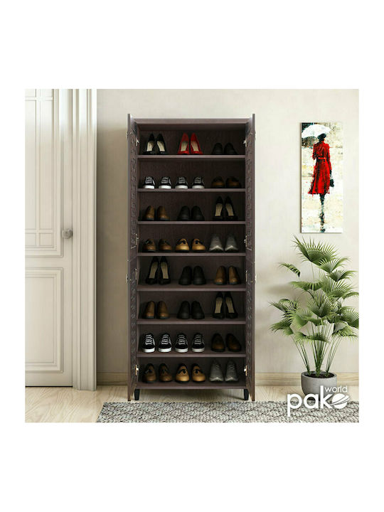 Mantam Wooden Shoe Organizer with 8 Shelves Brown 78x40x170.5cm