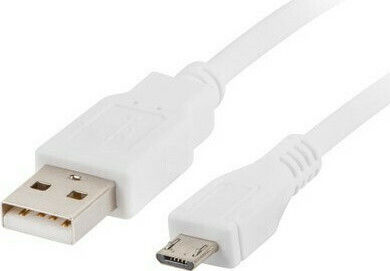 Lanberg 1m Regular USB 2.0 to micro USB Cable White (CA-USBM-10CC-0010-W)