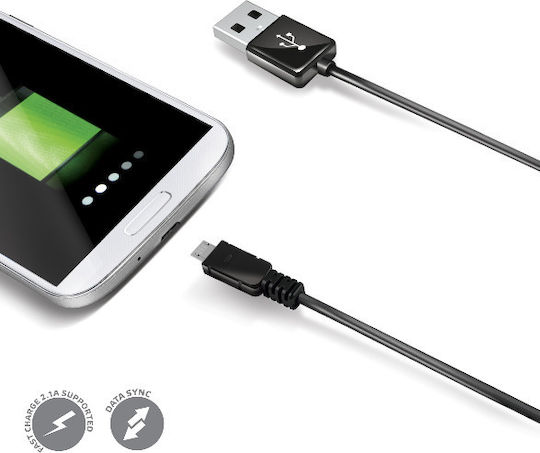 Celly Regular USB 2.0 to micro USB Cable Μαύρο 1.5m (USBMICROCOLORBK)