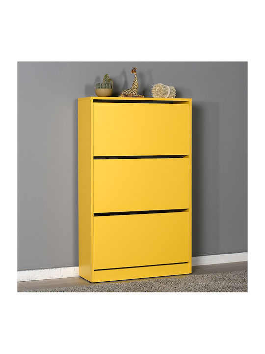 Suport pentru pantofi Step 18 cu 3 Rafturi Galbenă L73xW26xH119cm