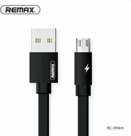 Remax Kerolla RC-094m Плетена / Равен USB 2.0 до микро USB кабел Черен 2м 1бр