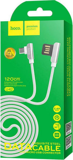Hoco Braided USB 2.0 to micro USB Cable Λευκό 1.2m (U42)