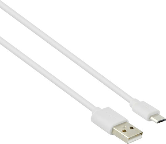 Lamtech Regular USB 2.0 to micro USB Cable Λευκό 2m (LAM440993)