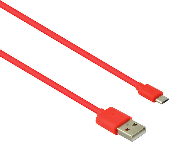 Lamtech Regular USB 2.0 to micro USB Cable Κόκκινο 1m (LAM445165)