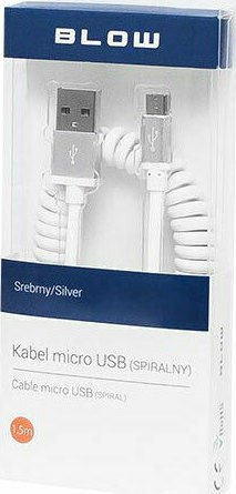 Blow 1.5m Spiral USB 2.0 to micro USB Cable White (DM-66-104)
