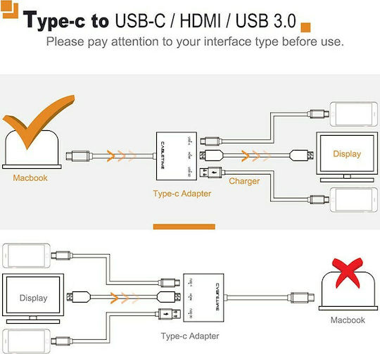 Cabletime USB-C Docking Station mit HDMI 4K PD Silber (CT-C160-PU31-CMHD31-S0.15)
