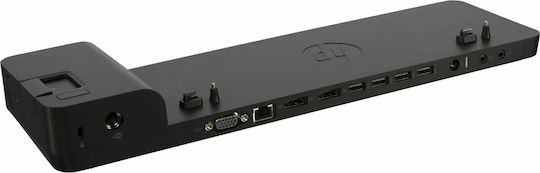 HP 2013 UltraSlim USB-C Docking Station με DisplayPort Ethernet και συνδεση 2 Οθονών Γκρι