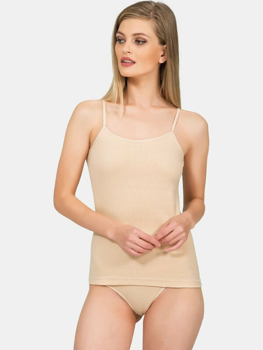 Women's Cotton T-Shirt with Spaghetti Strap Beige