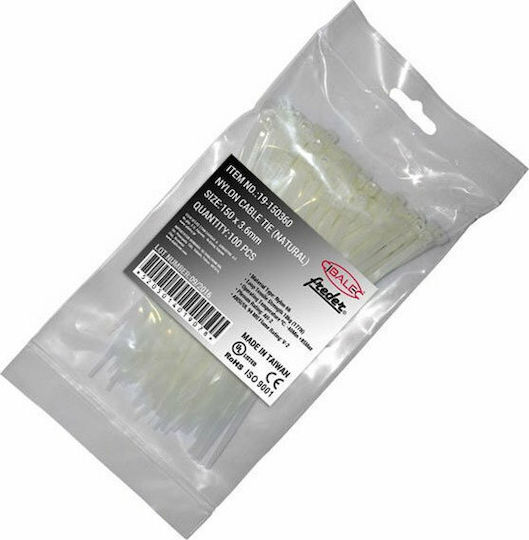 Adeleq Cable Ties Plastic 200mm x 3.6mm in White Colour (100 pcs) (19-200360)