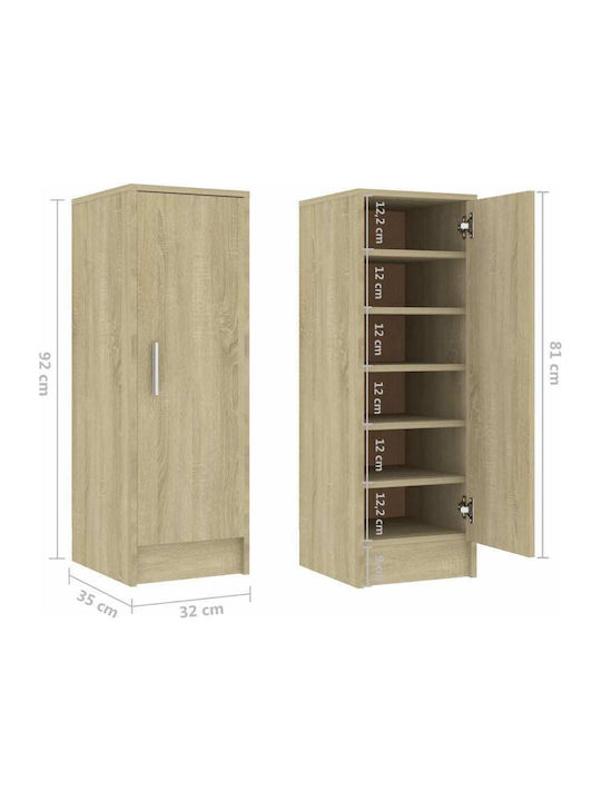 Wooden Shoe Organizer with 6 Shelves Sonoma Oak 32x35x92cm