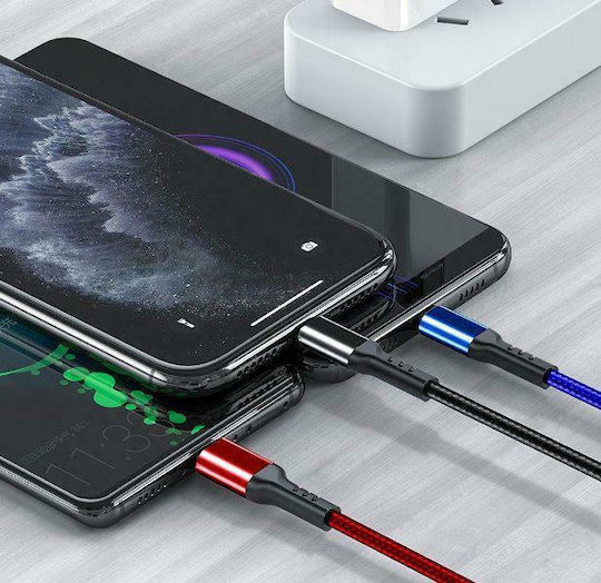Awei CL-971 Braided USB to Lightning / Type-C / micro USB 1.2m 2.4A Cable (x24785)