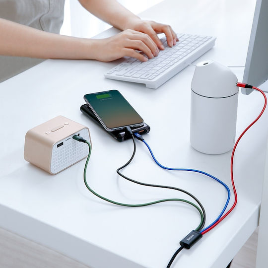 Baseus Rapid Series Cablu Braided USB La Lightning / Type-C / 2x micro USB 3.5A Multicolor 1.2m (CA1T4-C01)