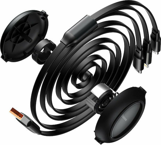 Baseus Bright Mirror Равен / Подвижен USB към Lightning / Type-C / micro USB Кабел 3.5Спецификация Черен 1.2м (CAMLC-MJ01)