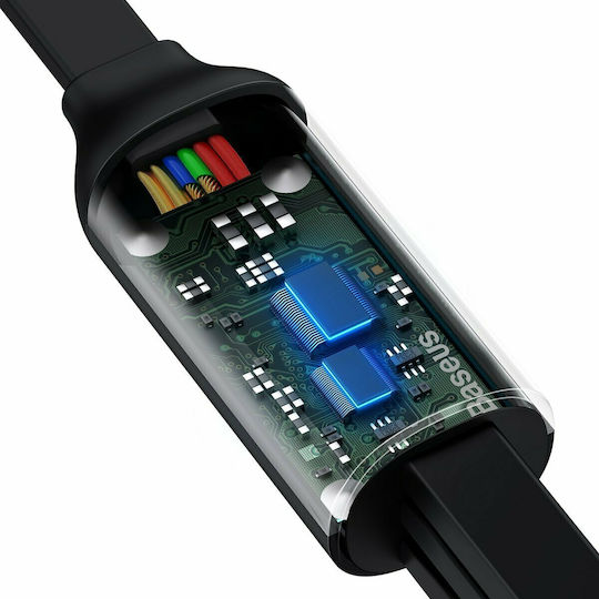 Baseus Bright Mirror Равен / Подвижен USB към Lightning / Type-C / micro USB Кабел 3.5Спецификация Черен 1.2м (CAMLC-MJ01)