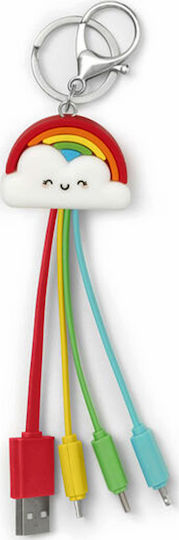 Legami Milano Link Up Keychain USB to Lightning / Type-C / micro USB Cable Rainbow 0.08m (UCC0006)
