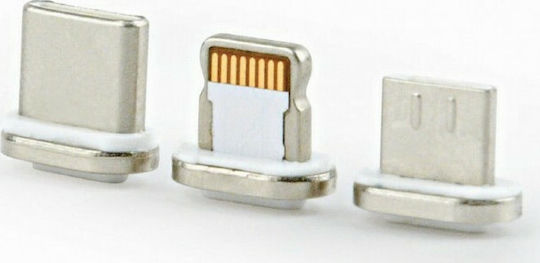 Cablexpert Magnetic / Regular USB to Lightning / Type-C / micro USB 1m Cable Gray (CC-USB2-AMLM31-1M)