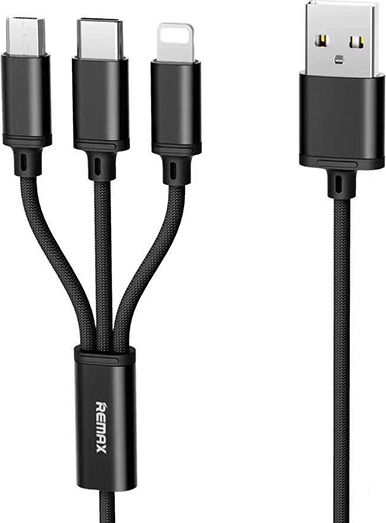 Remax Agile 3in1 RC-131th Braided USB to Lightning / Type-C / micro USB 1m 2.8A Cable (20305)