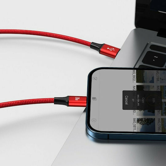 Baseus Rapid Series Braided USB to Lightning / Type-C / micro USB 1.5m 3A Cable Red (CAMLT-SC09)
