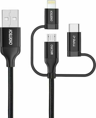 Choetech Braided USB to Lightning / Type-C / micro USB 1.2m 3A Cable (CHTCH.IP0030)