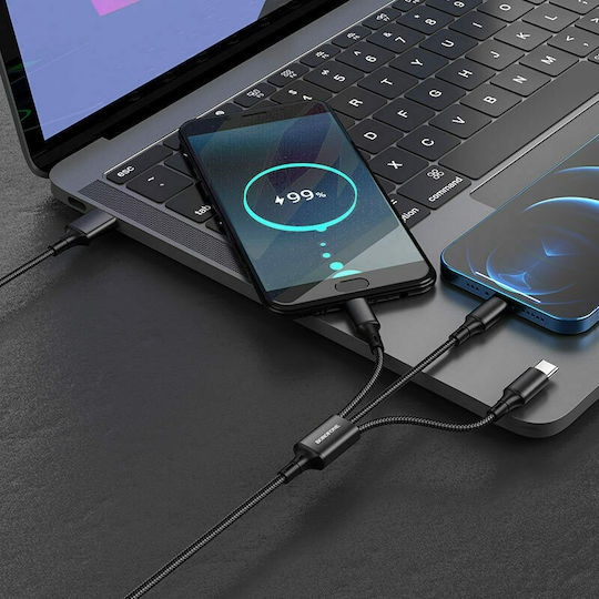 Borofone Braided USB to Lightning / Type-C / micro USB Cable Μαύρο 1m (BX50 Fresco)