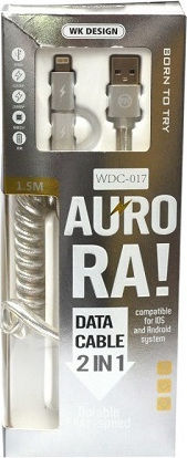WK WDC-017 Spiral USB to Lightning / micro USB Cable Λευκό 1.5m (WDC-017W)