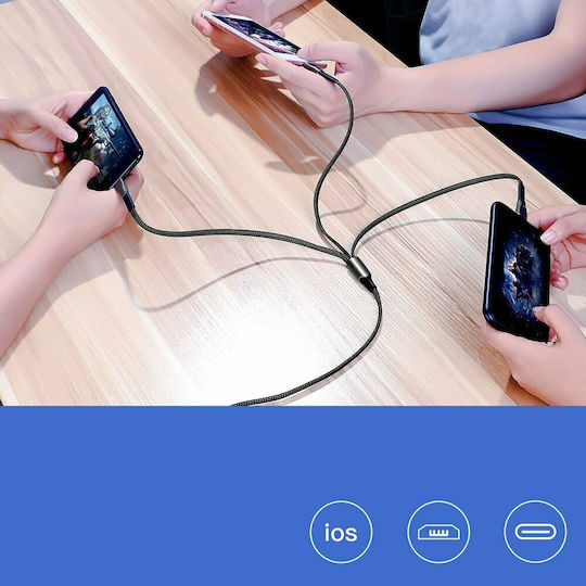 Joyroom S-1335K4 Geflochten USB zu Blitzschlag / Typ-C,TC-TC / Micro-USB Kabel 3.5A Schwarz 1.3m