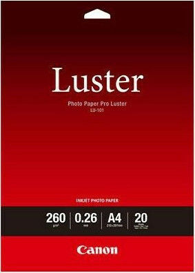 Canon LU-101 Φωτογραφικό Χαρτί Pro Luster A4 (21x30) 260gr/m² για Εκτυπωτές Inkjet 20 Φύλλα