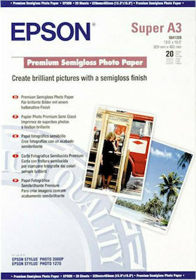 Epson Premium Semi Gloss Photo Paper A3+ 251gr/m² for Inkjet Printers 20 Sheets