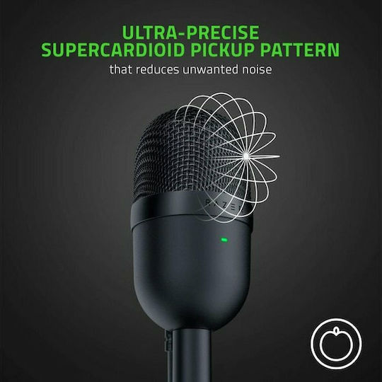 Razer Seiren Mini Кондензаторен Микрофон USB Настолен за Вокали Черен в Черен Цвят