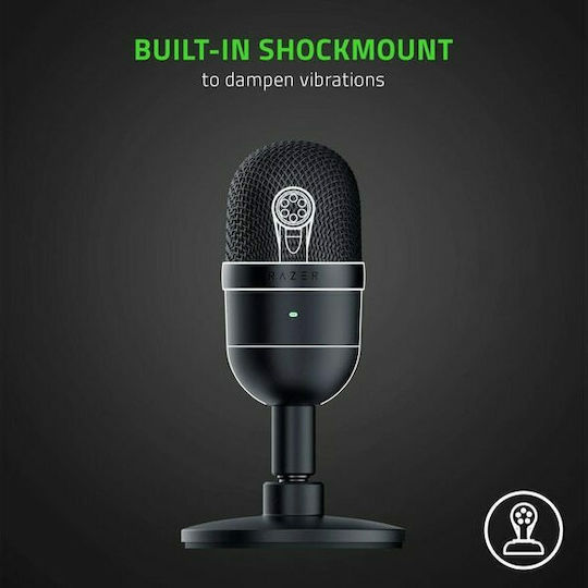 Razer Seiren Mini Кондензаторен Микрофон USB Настолен за Вокали Черен в Черен Цвят