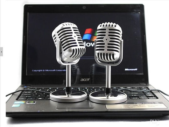 PC 058 Μικρόφωνο 3.5mm Επιτραπέζιο σε Ασημί Χρώμα